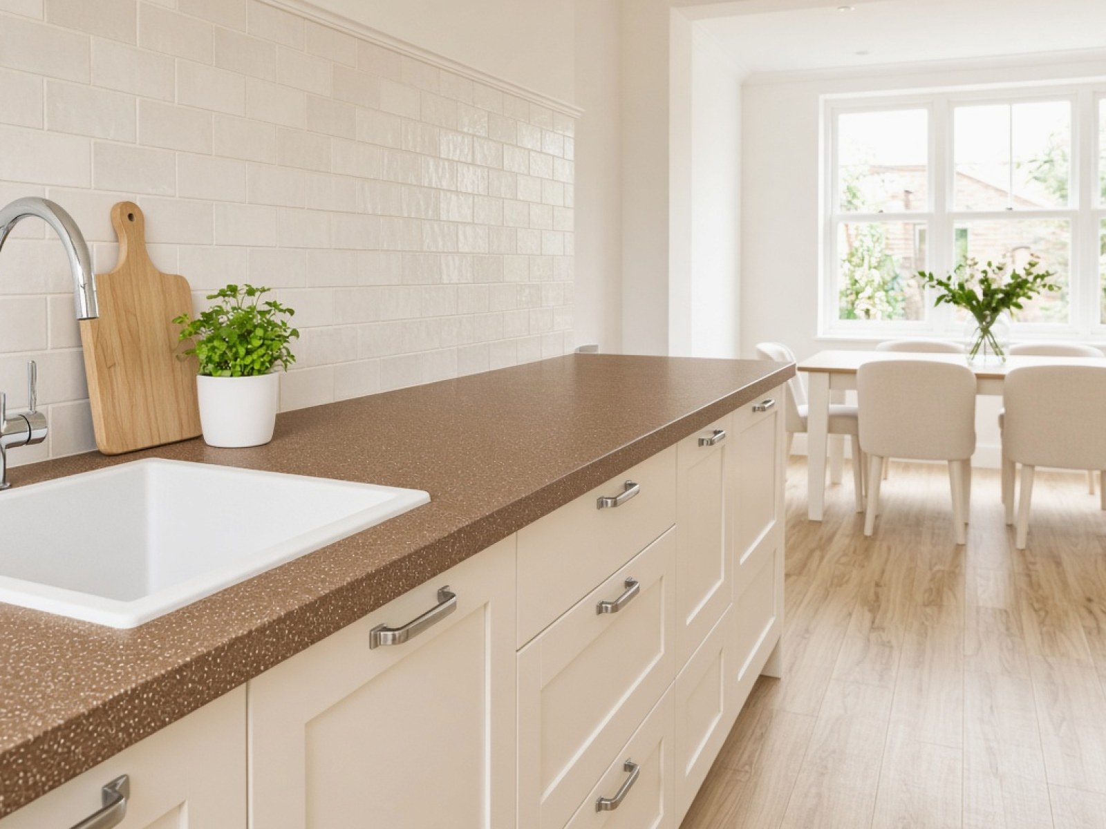 Brown kitchen worktops
